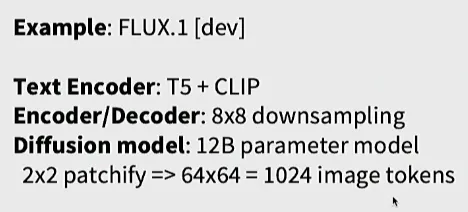 FLUX.1-dev의 text encoder, 공간 압축률과 diffusion model 구성 예시